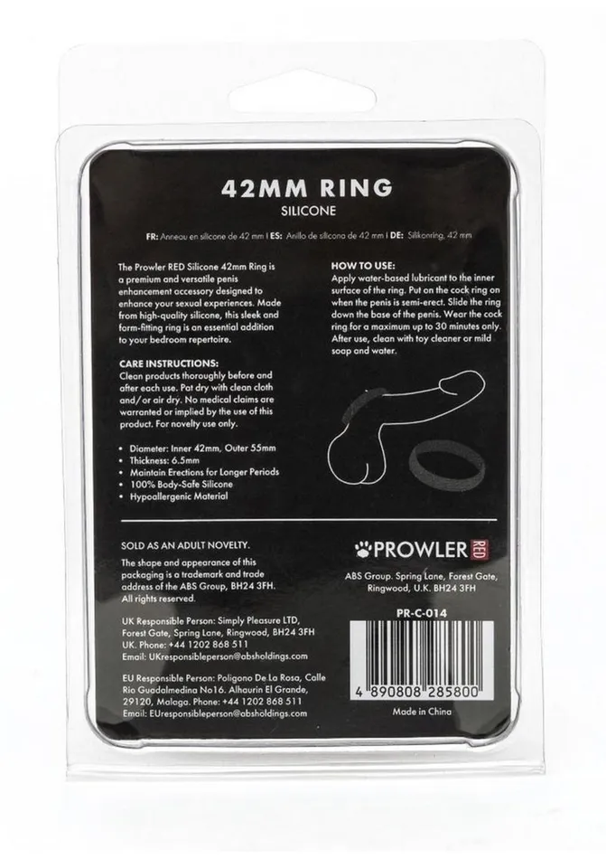 Prowler Red Silicone 42mm Cock Ring Prowler RED Male Sex Toys